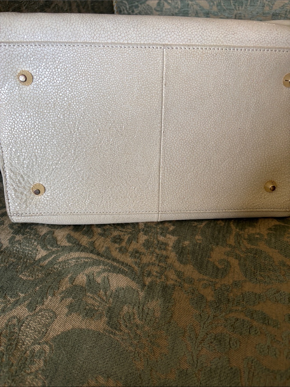 Elaine Turner Ivory Pebbled Leather Tote with Detachable Strap - Picture 5 of 7